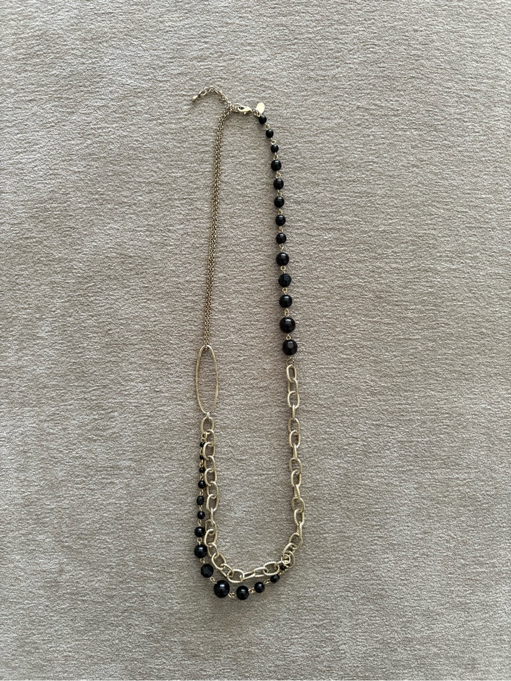 Express Vintage Mixed Media Asymmetric Chain Beaded Necklace